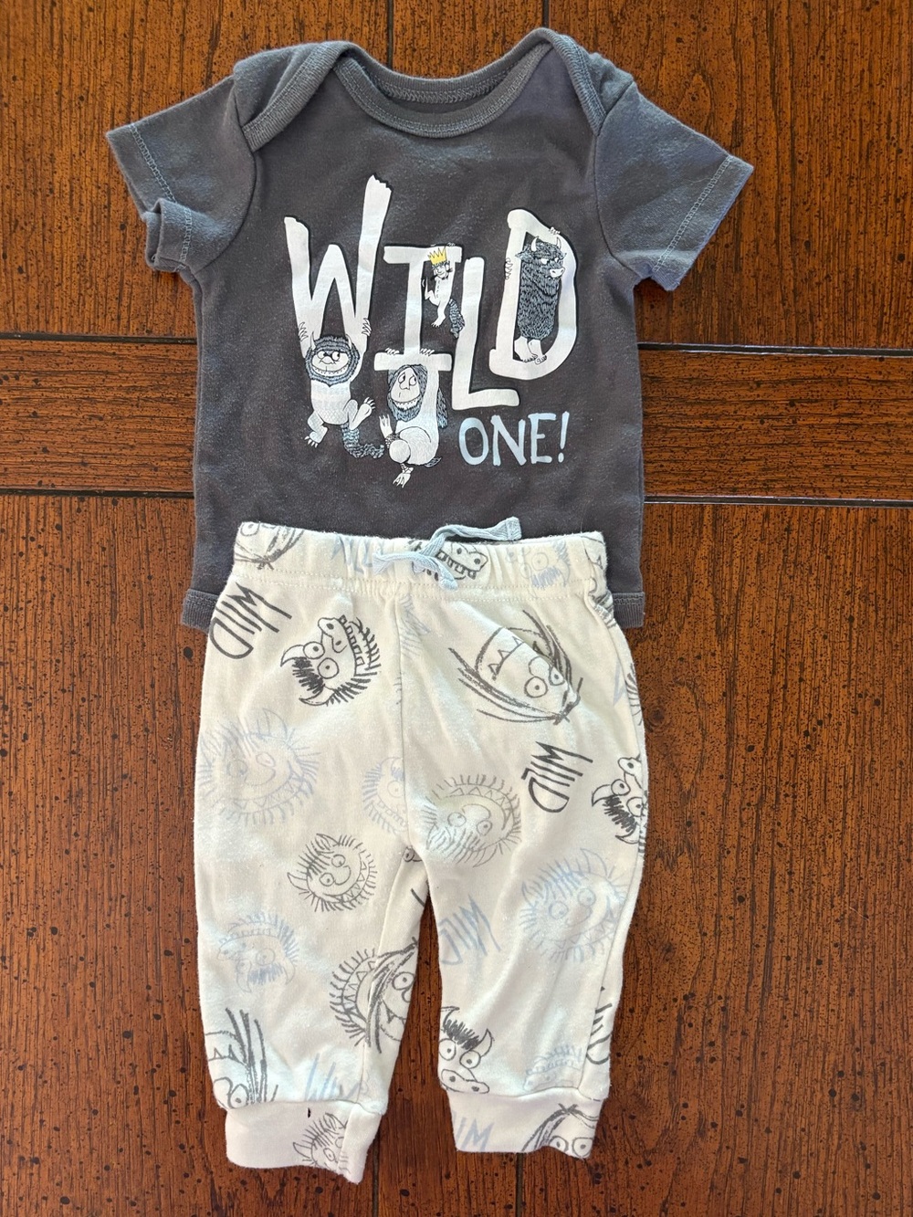 Where The Wild Things Are Two Pc Set- Wild One” Onesie, Pants - Baby 0-3 Months